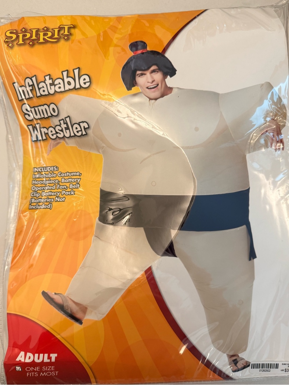 Spirit Inflatable Sumo Wrestler Costume - White with Blue Belt